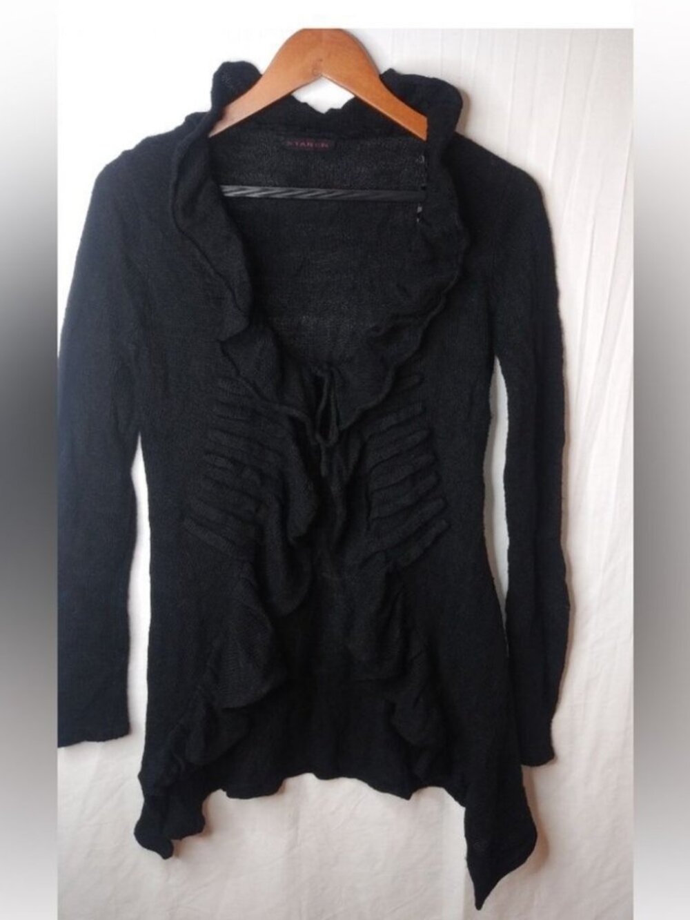 Xtaren Black Waterfall Long Cardigan Sweater S